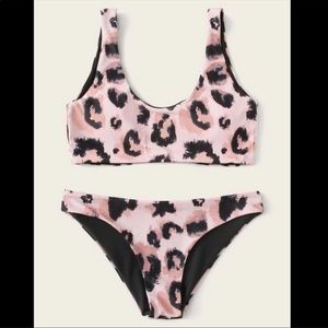 Light pink and black cheetah bikini